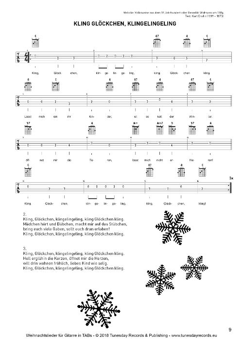 Weihnachtslieder fÃ¼r Gitarre in Tabulatur/TABs